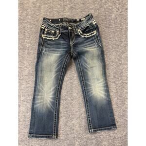 Miss Me Signature Cuffed Light/Medium Wash Capri Women's Junior's Size 25